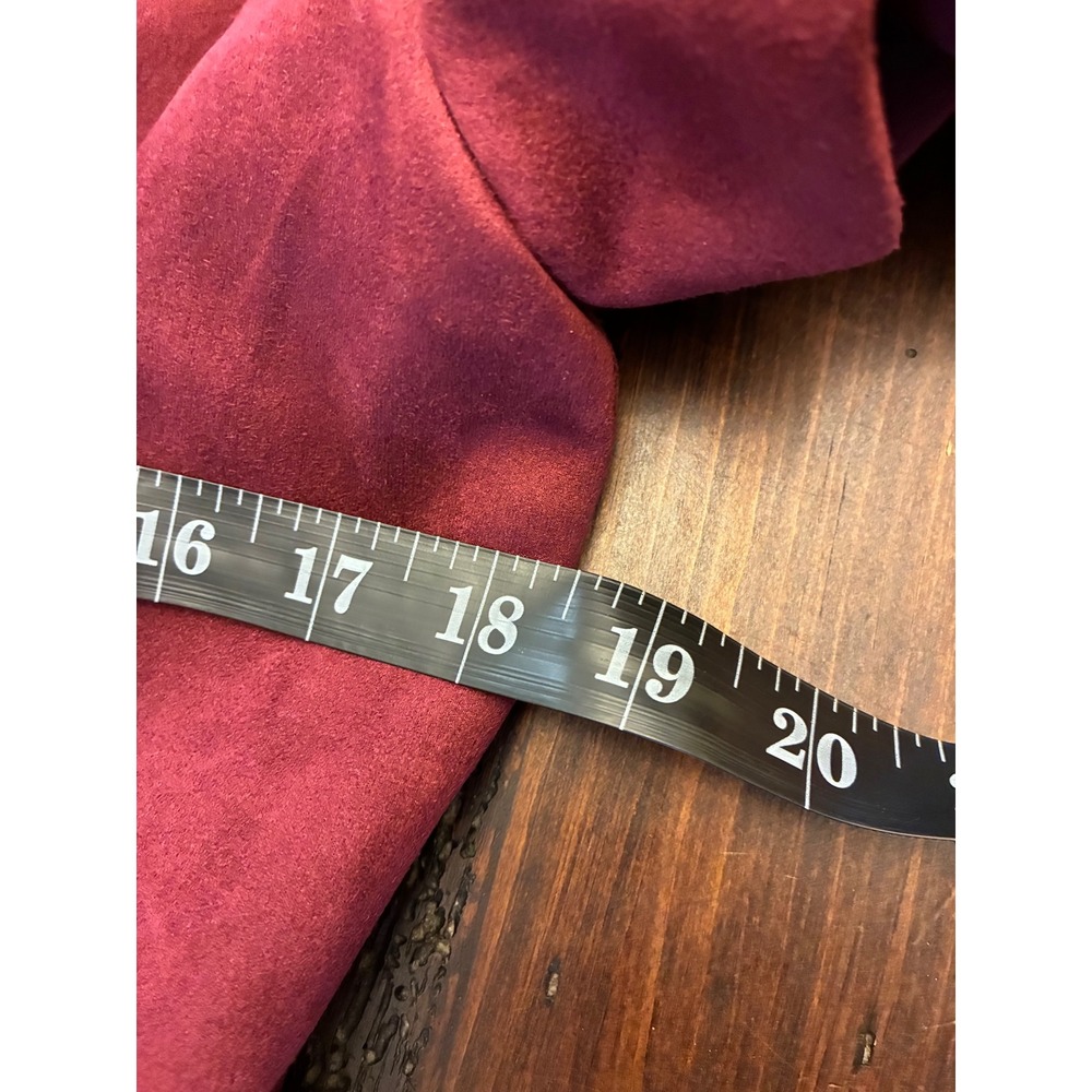 Calvin Klein Burgundy Faux Suede Sheath Dress Puff Sleeves Women's Size 12 Chic - Picture 3 of 4
